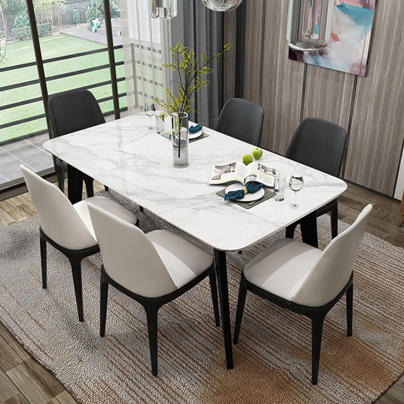 Rectangle Industrial Dining Table Fixed Table with Sintered Stone Clearhalo ' dining_table' 'Dining Tables & Seating' 'Dining Tables' 'furn' 'furn_dining_table' 'Furniture' 'furniture_dining_table' 'Kitchen & Dining Furniture' 'kitchen&dining_furn' 'kitchen' 'kitchen_dining_table' 1200x1200_3fe6872a-03c4-467f-be1b-44e25a6f0846