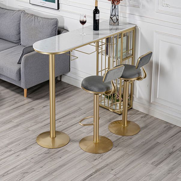 Glam White Marble Counter Table with Specialty Table Top Double Pedestal Table - 42" H Clearhalo 'Bar Furniture' 'Bar Tables' 'bar_tables' 'furn' 'furn_bar_tables' 'Furniture' 'furniture_bar_tables' 'Kitchen & Dining Furniture' 1200x1200_3fe69377-1661-45ea-be53-1d55dc2c819c