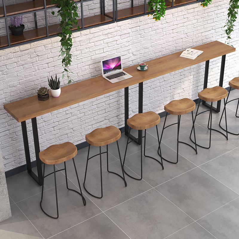 Brown Modern Style Table Pine Wood and Iron Breakroom Bar Table Clearhalo 'Bar Furniture' 'Bar Tables' 'bar_tables' 'furn' 'furn_bar_tables' 'Furniture' 'furniture_bar_tables' 'Kitchen & Dining Furniture' 1200x1200_3fe697a8-65a7-467d-8605-646275c34725
