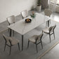 Stainless Steel Frame Dinette Table Stone Top Rectangle Dining Table Clearhalo 'Dining Tables & Seating' 'Dining Tables' 'dining_table' 'furn' 'furn_dining_table' 'Furniture' 'Kitchen & Dining Furniture' 1200x1200_3fe782d9-cf16-4db6-a25f-9bc6aed2000d