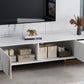 Consola de TV con almacenamiento cerrado, mueble de madera estilo Glam, con cajones y puertas