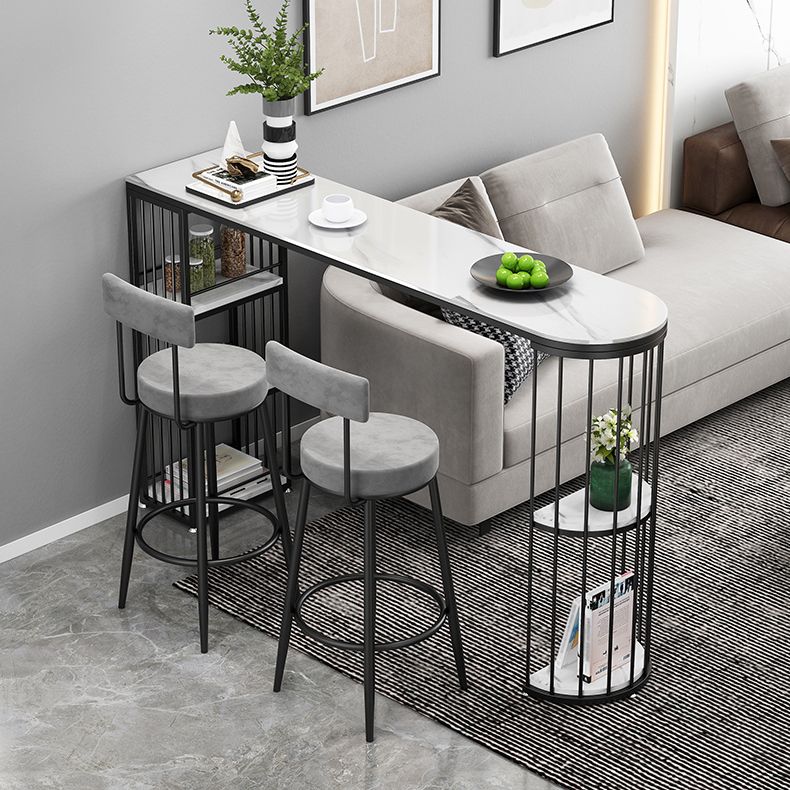 Tavolo da bar per bistrot doppio piedistallo glam con barra top/dinette in pietra di stoccaggio