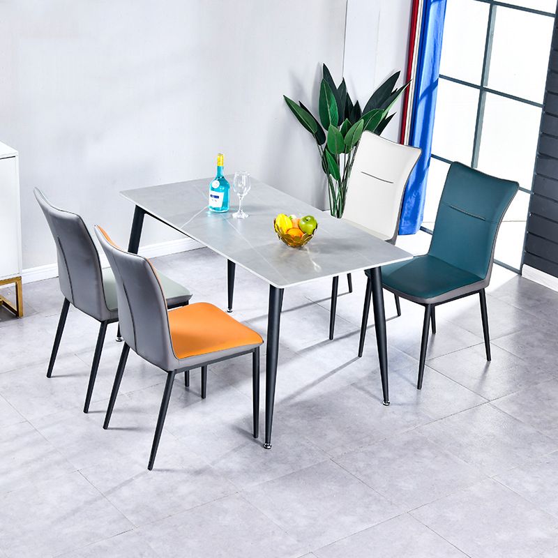 Leather Upholstered Dining Chairs Solid Back Side Chairs with Metal Legs Clearhalo ' kitchen&dining_furn' 'Dining Chairs' 'Dining Tables & Seating' 'dining_chair' 'furn' 'furn_dining_chair' 'Furniture' 'furniture_dining_chair' 'Kitchen & Dining Furniture' 'kitchen' 1200x1200_3fefcd07-58be-4e05-bc53-2e5fc7c947b9