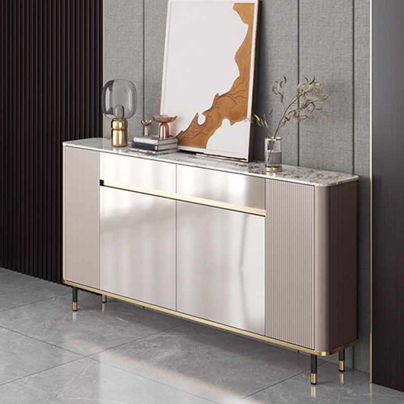 White Stone Top Sideboard Engineered Wood Side Board for Kitchen Use Clearhalo 'buffet_sideboard' 'Buffets & Sideboards' 'furn' 'furn_buffet_sideboard' 'Furniture' 'Kitchen & Dining Furniture' 1200x1200_3ff094dc-2228-4a38-9b17-b45c05e62762