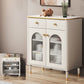 Scheda laterale Glam Sideboard Stone Glass con armadi e cassetti