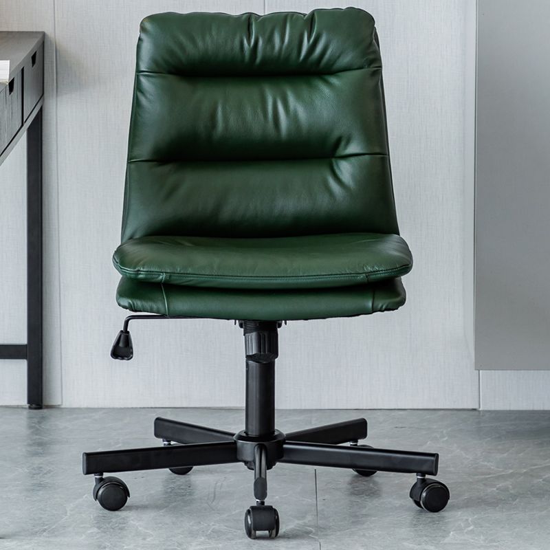 Chaise de bureau sans bras en cuir sans chaise de bureau ergonomique pénible avec roues