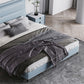 Lederen gestoffeerd rechthoekig paneelbed Standaard bedframe in blauw