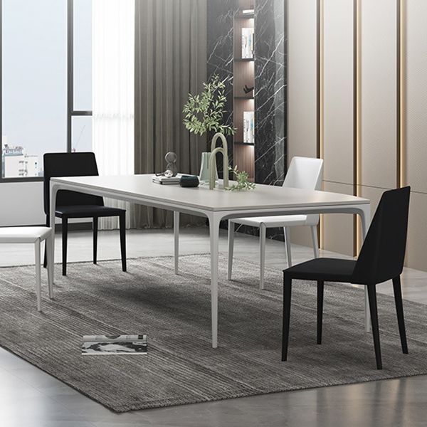 Modern Rectangle Dining Table Sintered Stone Top 4 Metal Legs Dining Room Table Clearhalo 'Dining Tables & Seating' 'Dining Tables' 'dining_table' 'furn' 'furn_dining_table' 'Furniture' 'Kitchen & Dining Furniture' 1200x1200_3ff4a9c0-899a-4c3d-97f3-3f6a8c842586