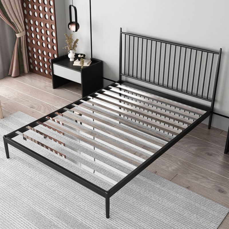 Contemporary Rectangular Spindle Headboard Bed with Metal Legs