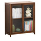 Vertical Bookcase with Doors Bamboo Book Shelf for Home Office