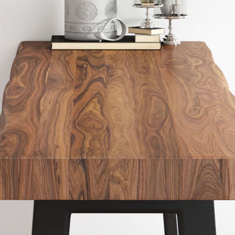 Industrial Brown Pine Bar Table Rectangle Black Double Pedestal Bistro Table (only table) Clearhalo 'Bar Furniture' 'Bar Tables' 'bar_tables' 'furn' 'furn_bar_tables' 'Furniture' 'furniture_bar_tables' 'Kitchen & Dining Furniture' 'kitchen&dining_furn' 'kitchen' 1200x1200_3ff59878-fc01-40d7-988d-e2a50e9eb963