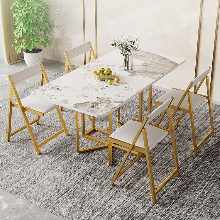 Modern Rectangle Dinette Set 1/2/5 Pieces Foldable Dining Table Set with Sintered Stone Clearhalo 'Dining Room Sets' 'Dining Tables & Seating' 'dining_room_set' 'furn' 'furn_dining_room_set' 'Furniture' 'furniture_dining_room_set' 'Kitchen & Dining Furniture' 1200x1200_3ff603e1-684b-46d4-a075-e0d7068cbead