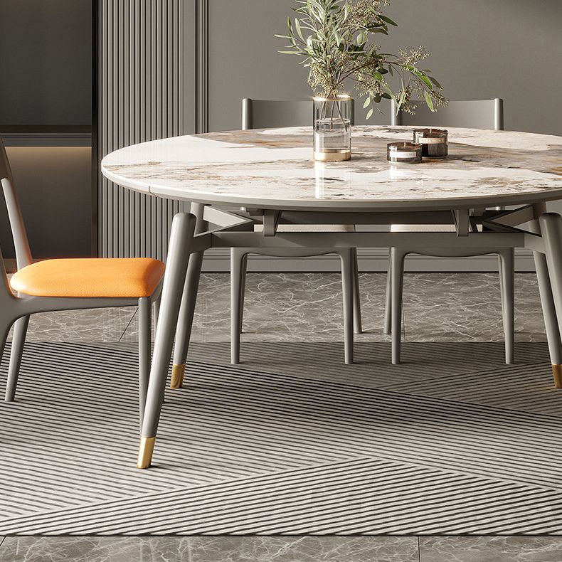 Modern Round Dining Table Stone Top Dining Table with 4 Wood Legs Clearhalo 'Dining Tables & Seating' 'Dining Tables' 'dining_table' 'furn' 'furn_dining_table' 'Furniture' 'furniture_dining_table' 'Kitchen & Dining Furniture' 'kitchen' 'kitchen_dining_table' 1200x1200_3ff61840-6f3d-4dac-a767-b837a9e2ccfb