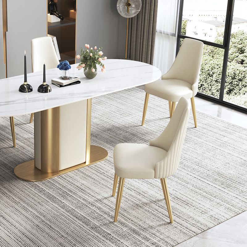Glam Style Parsons Side Chair Leather White Indoor Dining Chair Clearhalo 'Dining Chairs' 'Dining Tables & Seating' 'dining_chair' 'furn' 'furn_dining_chair' 'Furniture' 'Kitchen & Dining Furniture' 1200x1200_3ff64723-afa7-4d78-837c-b916c6f9c4c7