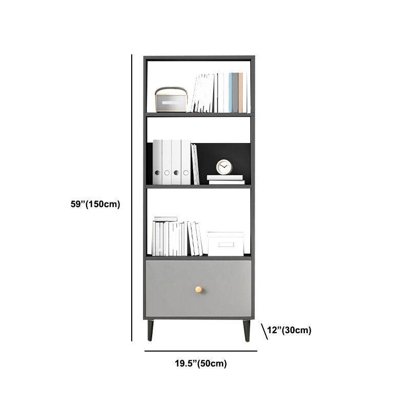 Gray Engineered Wood Bookcase Open Back with Shelves Bookshelf Vertical Clearhalo 'Bookcases' 'furn' 'furn_bookcases' 'Furniture' 'Office Furniture' 1200x1200_3ff88ff0-0da6-442c-b931-bf1857a25f3c
