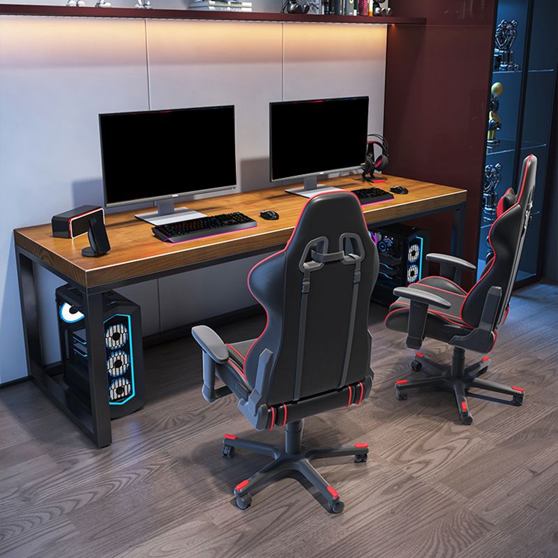 Industrial Wood Computer Desk Sled Rectangular Gaming Desk with Metal Legs Clearhalo 'furn' 'furn_office_desk' 'Furniture' 'Office Desks' 'Office Furniture' 'office_desk' 1200x1200_3ffb2e67-ade5-49cc-954a-46a46e0fd52a