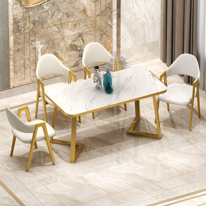 Standard Sintered Stone Top Dining Set with 2 Gold Metallic Legs for Dining Furniture Clearhalo 'Dining Room Sets' 'Dining Tables & Seating' 'dining_room_set' 'furn' 'furn_dining_room_set' 'Furniture' 'furniture_dining_room_set' 'Kitchen & Dining Furniture' 'kitchen&dining_furn' 'kitchen' 1200x1200_3ffb5ee9-57a4-4499-83e0-da911aef90f0