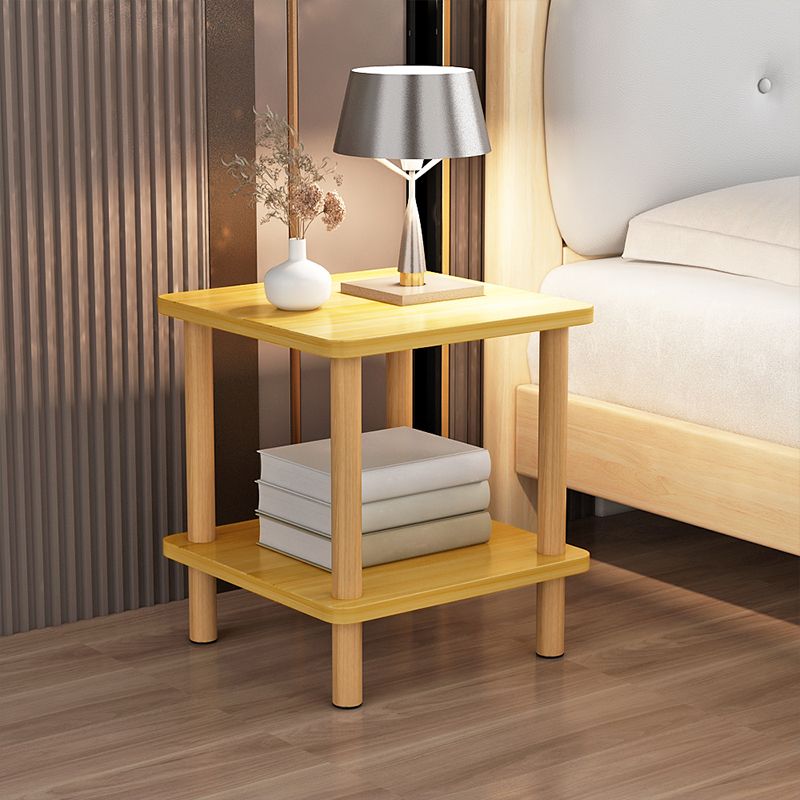 Table d'appoint en bois à double niveau de style moderniste géométrique pour le salon