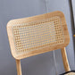 Low Back Solid Wood Bar Stool Modern Rattan Armless Stool for Living Room