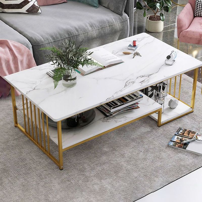 Modern Style Wooden Table with Rectangular Storage Rack Coffee Table Clearhalo 'Coffee & Accent Tables' 'Coffee Tables' 'coffee_tables' 'furn' 'furn_coffee_tables' 'Furniture' 'Living Room Furniture' 1200x1200_3ffd222d-f477-4317-abec-4767a8a701c0