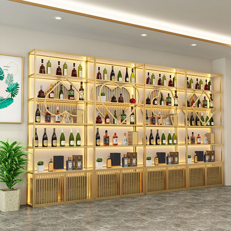 Metal de la botella de vino independiente de lujo con estantes de almacenamiento soporte para botellas