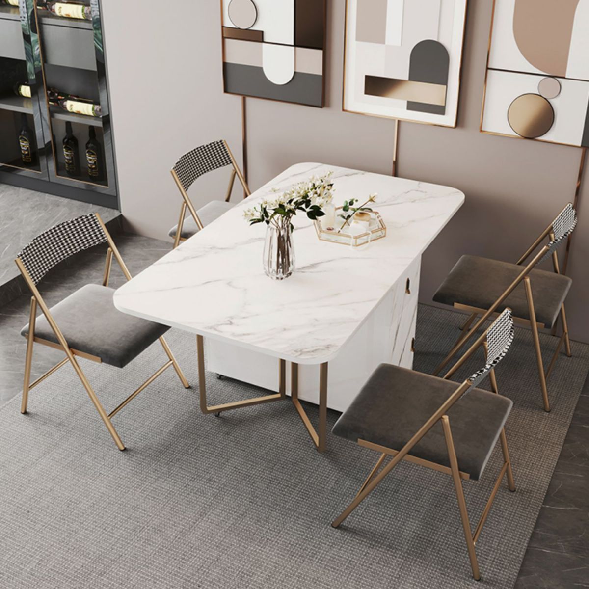 Contemporary Style Rectangle Dining Table Folding Dining Room Home Furniture Clearhalo ' dining_table' 'Dining Tables & Seating' 'Dining Tables' 'furn' 'furn_dining_table' 'Furniture' 'furniture_dining_table' 'Kitchen & Dining Furniture' 'kitchen&dining_furn' 'kitchen' 'kitchen_dining_table' 1200x1200_3ffda872-f44c-497b-a6e3-2c73edfcf4ef