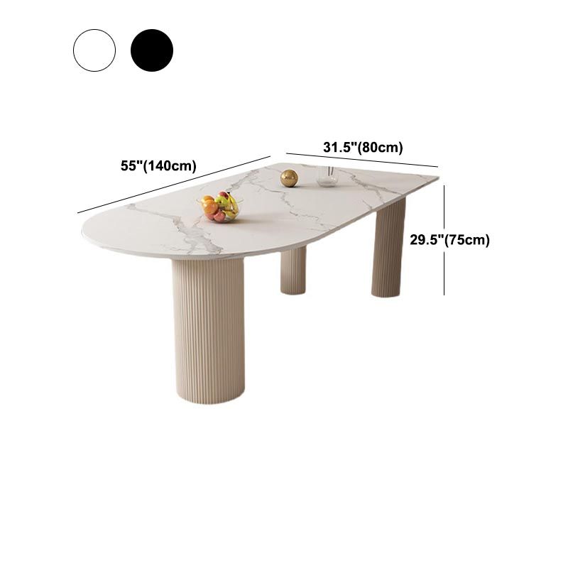 Mesa de comedor de piedra sinterizada de forma libre muebles de base de madera sólida de trípode blanco o negro