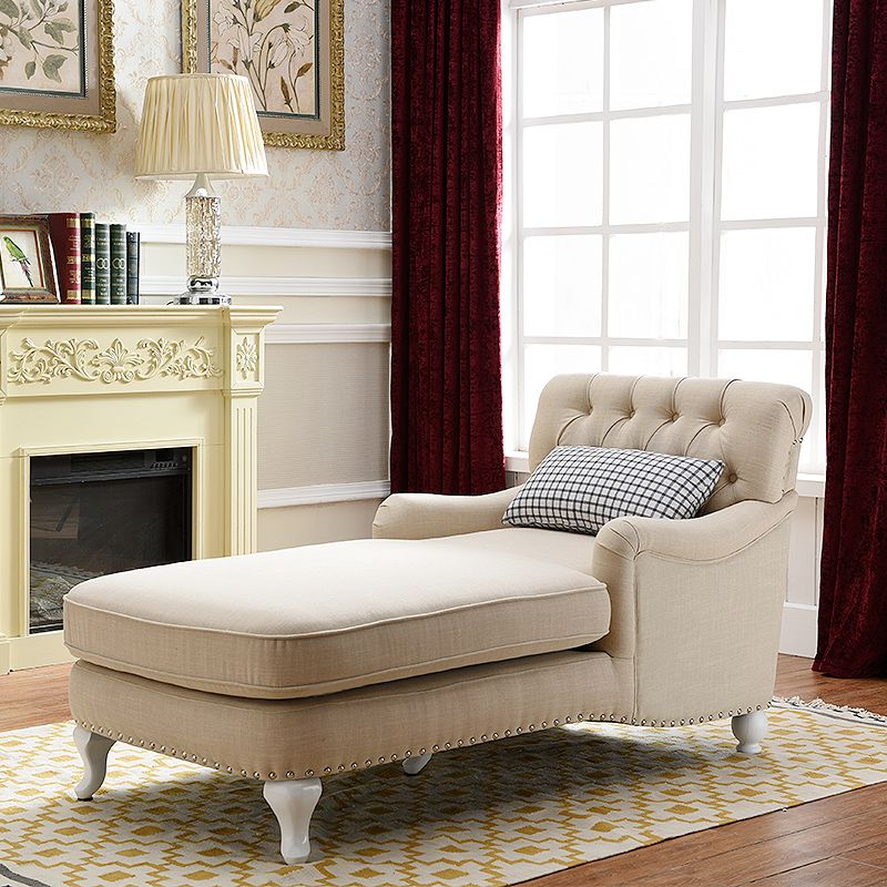 Traditional Two Arm Chaise Round Arms Accent Chair for Living Room