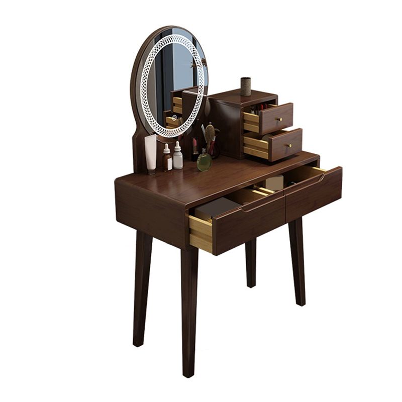 Scandinavian Vanity Makeup Table Set Solid Wood Dressing Table Stool Set