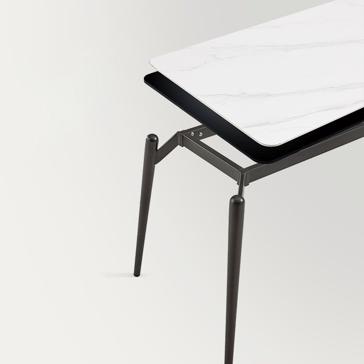 Mesa de comedor de piedra blanca rectangular contemporánea con piernas