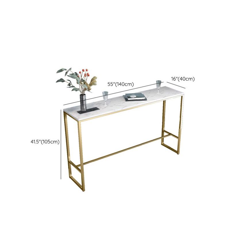 Glam Bar Height Table White Faux Marble Top Bistro Bar Table with Metal Base Clearhalo 'Bar Furniture' 'Bar Tables' 'bar_tables' 'furn' 'furn_bar_tables' 'Furniture' 'Kitchen & Dining Furniture' 1200x1200_4006881f-9eab-492f-ac29-bb939aa254f1