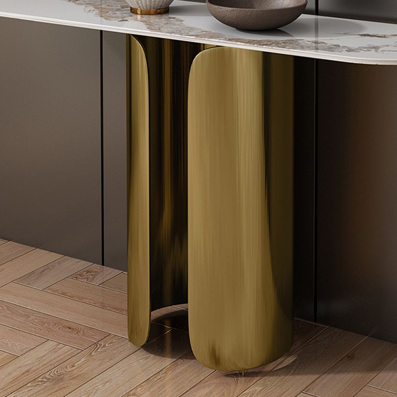 Mesa de acento de consola ovalada glamorosa con soporte de acero inoxidable para Hall