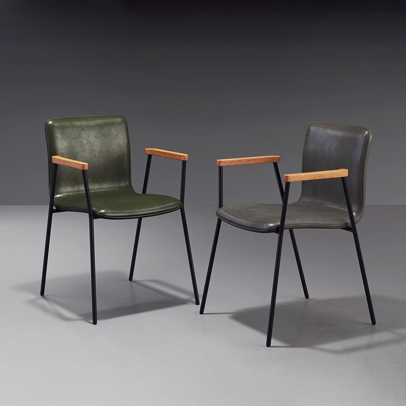 Scandinavian Design Solid Back Arm Side Chair Leather Dining Side Chair Clearhalo ' kitchen&dining_furn' 'Dining Chairs' 'Dining Tables & Seating' 'dining_chair' 'furn' 'furn_dining_chair' 'Furniture' 'furniture_dining_chair' 'Kitchen & Dining Furniture' 'kitchen' 1200x1200_4008844f-8afd-4d2d-816c-7fcde6e7e126