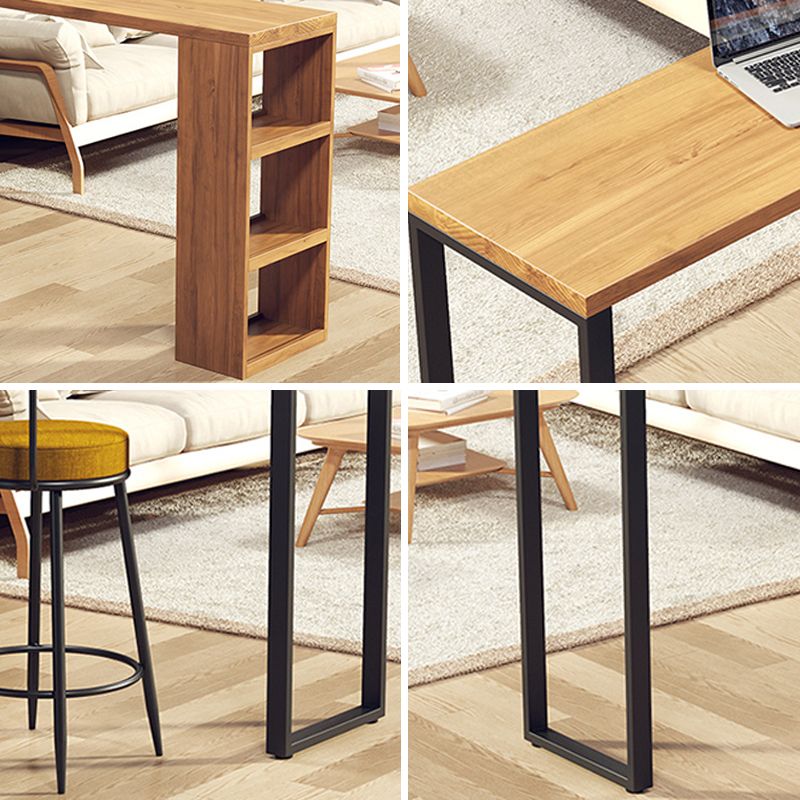Solid Wood Bar Stool Table Industrial Style Bar Dining Table with Storage Clearhalo 'Bar Furniture' 'Bar Tables' 'bar_tables' 'furn' 'furn_bar_tables' 'Furniture' 'Kitchen & Dining Furniture' 1200x1200_40099eee-321d-4737-a56e-8ddf2bd4aa2e