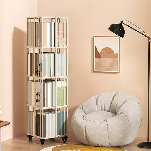 13.8 "brede boekplank Beige stapelbare boekenkast gesloten terug verticaal