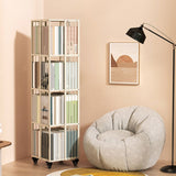 13.8" Wide Book Shelf Beige Stackable Bookcase Closed Back Vertical