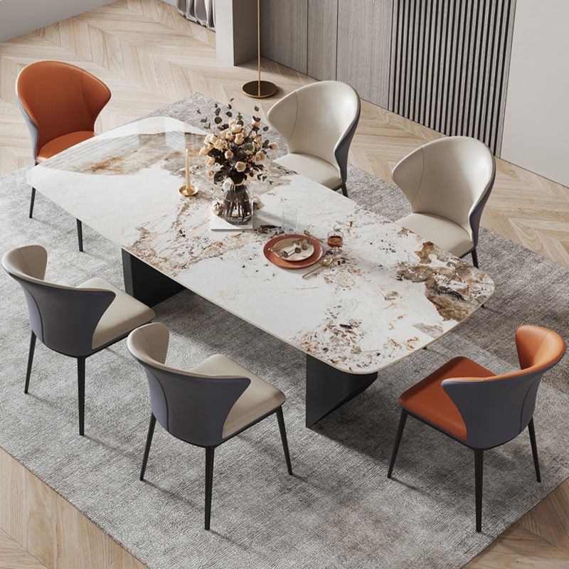 Sillas laterales sin brazo de silla trasera de estilo contemporáneo con patas de metal para cocina