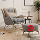 Contemporary Rocking Chair Fabric Upholstered Tufted Wing Chair Back Indoor Rocking Chair