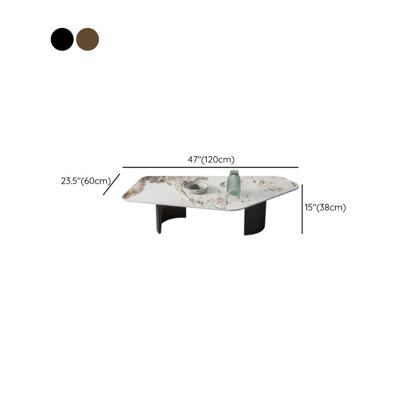 Irregular Slate Top Coffee Table with 2 Legs Modern 2-Piece Cocktail Table Set