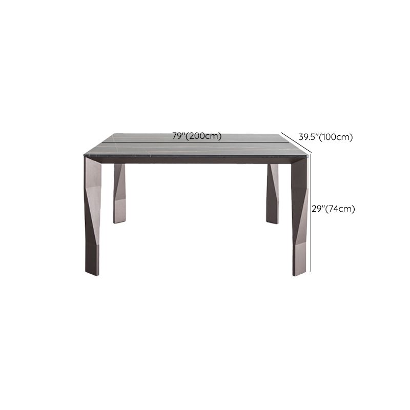 Rectangular Black Stone Table Top Dining Table with 4 Foot Metal Base Clearhalo 'Dining Tables & Seating' 'Dining Tables' 'dining_table' 'furn' 'furn_dining_table' 'Furniture' 'Kitchen & Dining Furniture' 1200x1200_40123c7c-e679-48e0-a5ad-7e71e4bb28ac