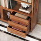 Modern Bamboo Bookshelf Brown Closed Back Shelf Bookcase With Cabinets