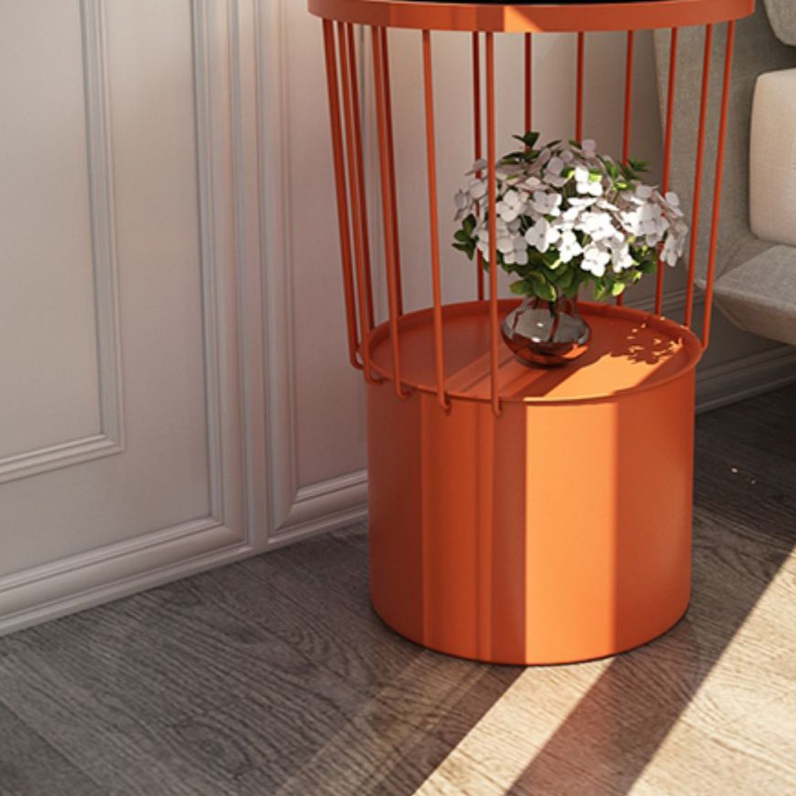 Mesa nocturna de hierro de 19.69 "Alto Gabinete de almacenamiento de almacenamiento con 2 estantes