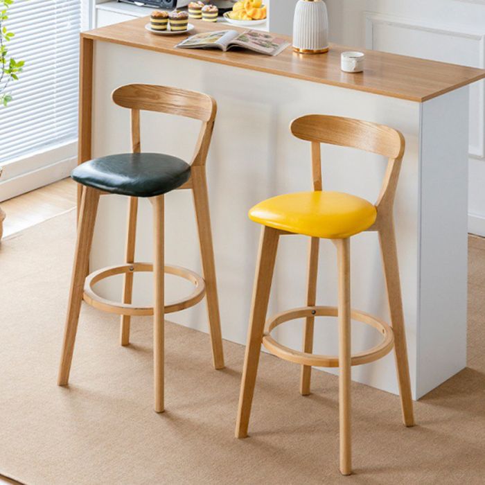 Scandinavian Rubberwood Low Back Barstool Milk Tea Shop Upholstered Stool Clearhalo 'Bar Furniture' 'Bar Stools' 'bar_stools' 'furn' 'furn_bar_stools' 'Furniture' 'Kitchen & Dining Furniture' 1200x1200_4019a8d5-72a3-4ce1-91ac-2c6a13077554