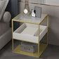 Square Glass Frame Side Table with Storage Shelves - 16.93" W