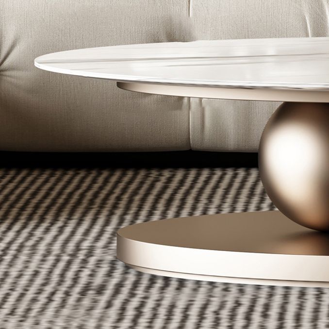 Glam Slate Pedestal Coffee Table Oval White Coffee Table Set Clearhalo 'Coffee & Accent Tables' 'Coffee Tables' 'coffee_tables' 'furn' 'furn_coffee_tables' 'Furniture' 'Living Room Furniture' 1200x1200_401b3470-fbfe-4939-9e4b-d90070f0762d