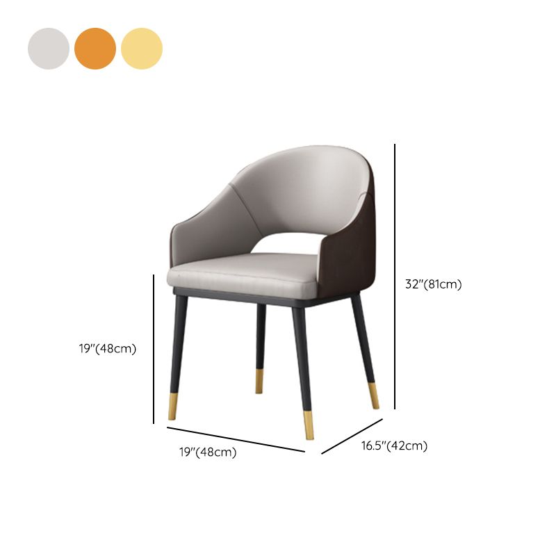 Glam Upholstered Arm Chair Faux Leather Open Back Dining Arm Chair for Home Clearhalo 'Dining Chairs' 'Dining Tables & Seating' 'dining_chair' 'furn' 'furn_dining_chair' 'Furniture' 'Kitchen & Dining Furniture' 1200x1200_401b34fe-f45c-49b0-b99d-79e6e33bbaa2