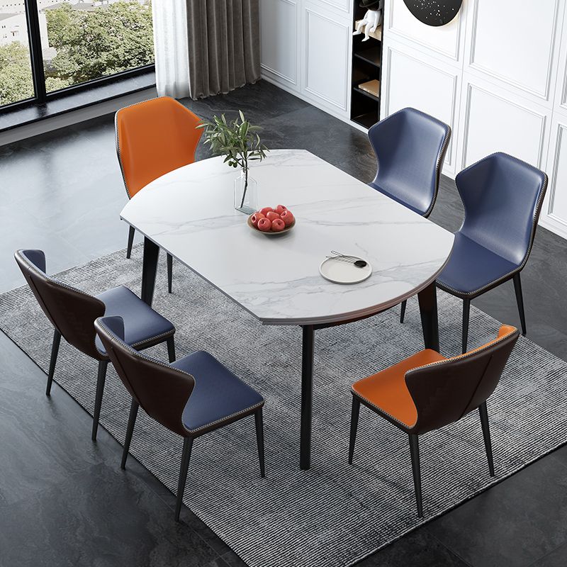 Minimalist White Sintered Stone Table Round Shape Standard Dining Table with 4 Legs Base Clearhalo ' dining_table' 'Dining Tables & Seating' 'Dining Tables' 'furn' 'furn_dining_table' 'Furniture' 'furniture_dining_table' 'Kitchen & Dining Furniture' 'kitchen&dining_furn' 'kitchen' 'kitchen_dining_table' 1200x1200_401f2d58-2306-498c-8e18-6d1b86b2e104