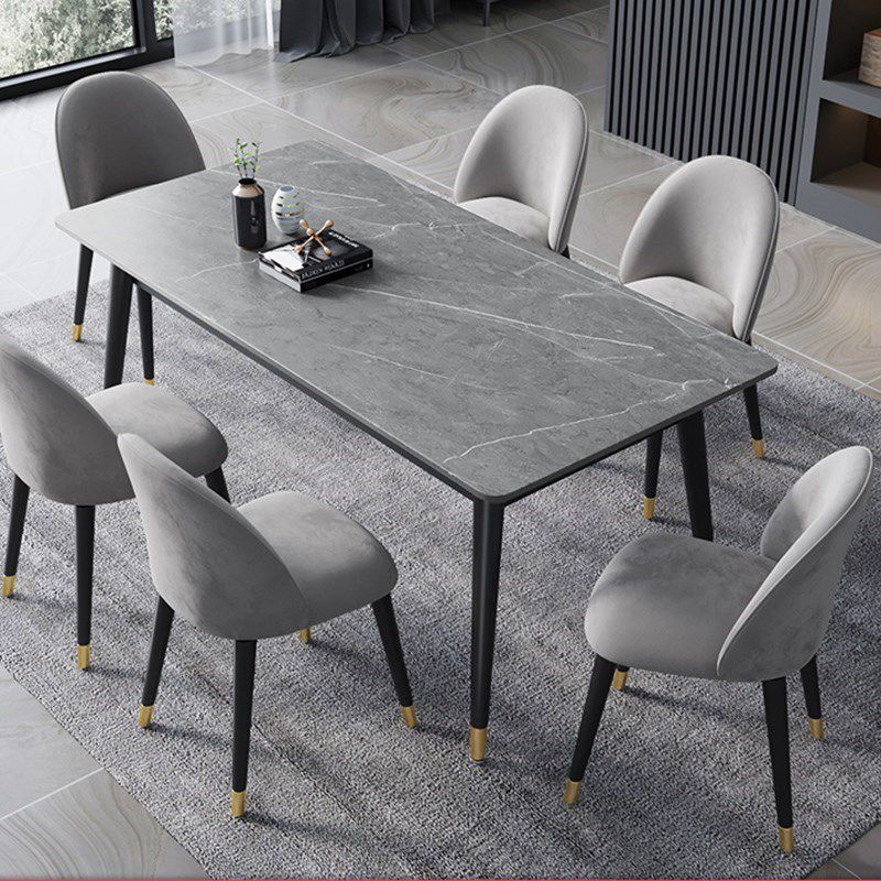 Rectangle 4 Legs Dining Table Modern Dining Room Table of Sintered Stone Clearhalo 'Dining Tables & Seating' 'Dining Tables' 'dining_table' 'furn' 'furn_dining_table' 'Furniture' 'Kitchen & Dining Furniture' 1200x1200_401f5138-6906-437e-aa00-ca42f0a71bca