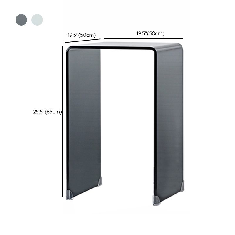 Modern Square Glass Side End Table Sled Corner Table for Living Room
