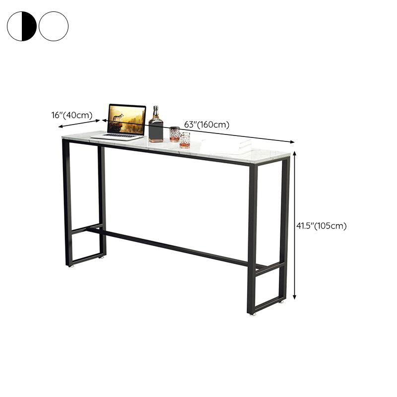 Mesa de bar industrial, altura de barra rectangular, mesa de pub con tapa de piedra para interiores